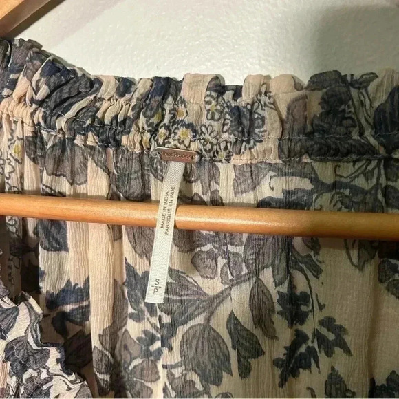 Free people sheer Hendrix printed peasant  top S oversized - Picture 7 of 8